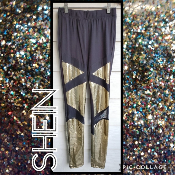 SHEIN Pants - SHEIN Geometric Metallic Mesh Pattern Leggings